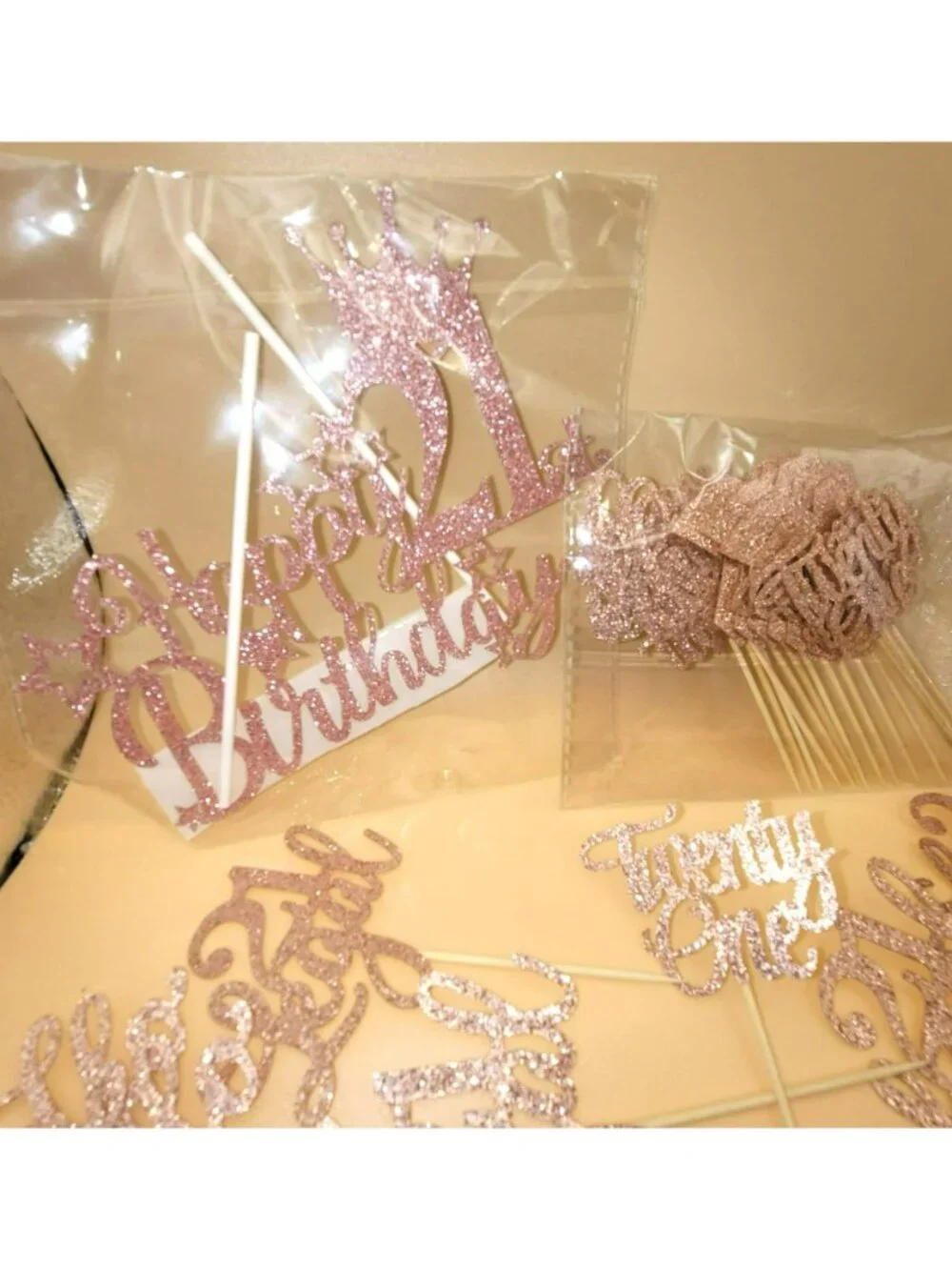 21st Birthday Party Decorations Set Glitter Cake Toppers Candles Balloons JJ3608